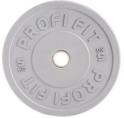 Диск для штанги каучуковый, серый, D-51, 5 кг. Profi-Fit  | sportres.ru
