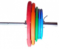 Штанга «Олимпийская» 150 кг в комплекте с цветными дисками | sportres.ru