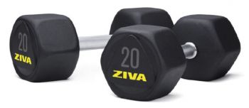 Набор обрезиненных гексагональных гантелей Ziva премиум 22-40 кг (10 пар) | sportres.ru