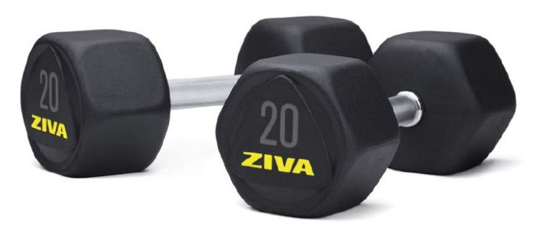 Набор обрезиненных гексагональных гантелей Ziva премиум 2-20 кг (10 пар) | sportres.ru фото 1