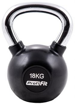 Гиря обрезиненная с хромированной ручкой 18 кг. Profi-Fit | sportres.ru