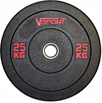 Диск бамперный черный V-Sport, 25 кг | sportres.ru