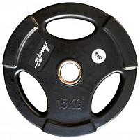 Олимпийский обрезиненный диск Aerofit 15 кг, черный матовый | sportres.ru
