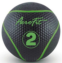 Набивной мяч Aerofit 2 кг, черный/ зеленые полоски | sportres.ru