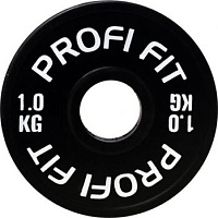 Диск для штанги каучуковый, черный, Profi-Fit D-51, 1,0 кг | sportres.ru