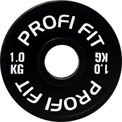 Диск для штанги каучуковый, черный, D-51, 1,0 кг. Profi-Fit  | sportres.ru