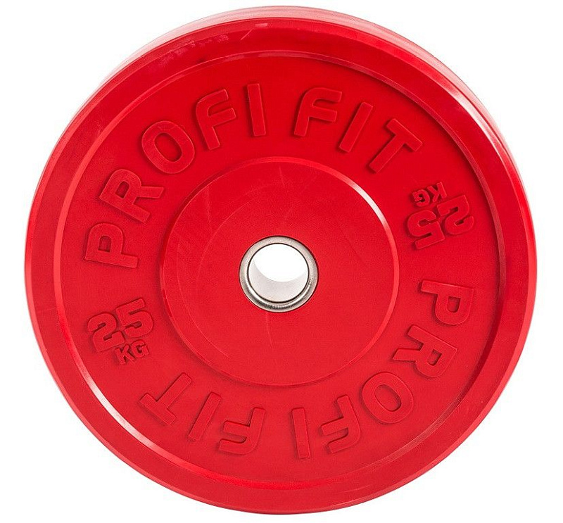Диск для штанги каучуковый, красный, D-51, 25 кг. Profi-Fit  | sportres.ru фото 1