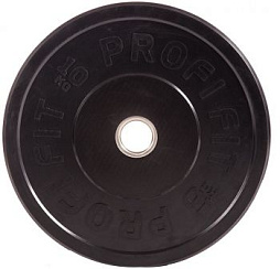 Диск для штанги каучуковый, черный, D-51, 10 кг. Profi-Fit  | sportres.ru