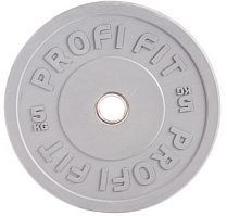 Диск для штанги каучуковый, серый, Profi-Fit D-51, 5 кг | sportres.ru