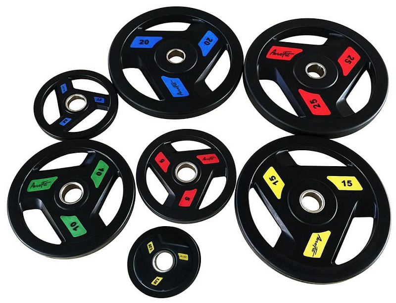 Олимпийский обрезиненный диск Aerofit 5 кг, черно-красный | sportres.ru фото 2