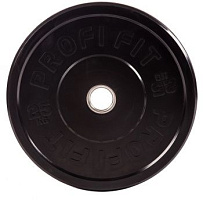Диск для штанги каучуковый, черный, Profi-Fit D-51, 25 кг | sportres.ru