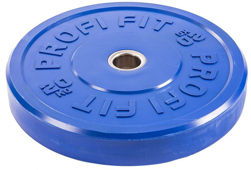 Диск для штанги каучуковый, синий, D-51, 20 кг. Profi-Fit  | sportres.ru фото 2