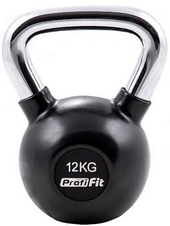 Гиря обрезиненная с хромированной ручкой 12 кг. Profi-Fit | sportres.ru