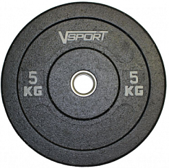 Диск бамперный черный V-Sport, 5 кг | sportres.ru