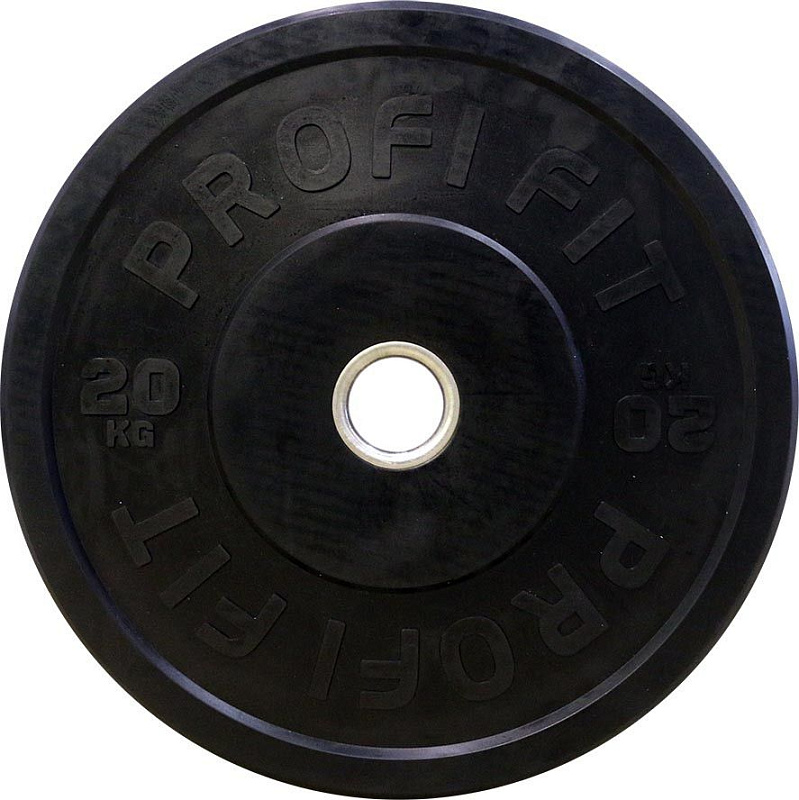 Диск для штанги каучуковый, черный, D-51, 20 кг. Profi-Fit  | sportres.ru фото 1