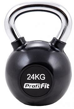 Гиря обрезиненная с хромированной ручкой 24 кг. Profi-Fit | sportres.ru