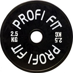 Диск для штанги каучуковый, черный, D-51, 2,5 кг. Profi-Fit  | sportres.ru