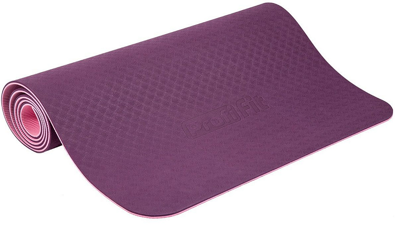 Коврик для йоги и фитнеса Profi-Fit, 6 мм, Проф (фиолетовый-розовый) | sportres.ru фото 1
