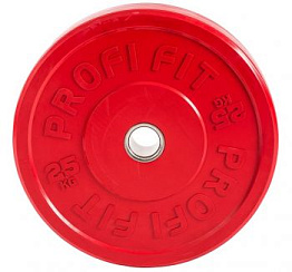 Диск для штанги каучуковый, красный, D-51, 25 кг. Profi-Fit  | sportres.ru