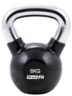 Гиря обрезиненная с хромированной ручкой 6 кг. Profi-Fit | sportres.ru