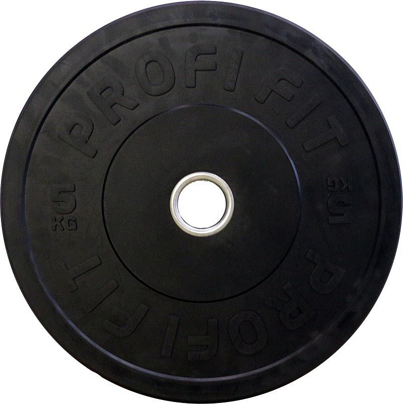 Диск для штанги каучуковый, черный, D-51, 5 кг. Profi-Fit  | sportres.ru фото 1