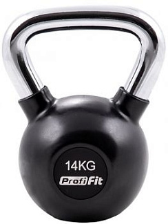 Гиря обрезиненная с хромированной ручкой 14 кг. Profi-Fit | sportres.ru