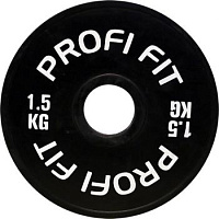 Диск для штанги каучуковый, черный, Profi-Fit D-51, 1,5 кг | sportres.ru