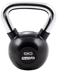 Гиря обрезиненная с хромированной ручкой 10 кг. Profi-Fit | sportres.ru