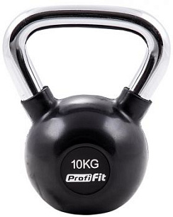 Гиря обрезиненная с хромированной ручкой 10 кг. Profi-Fit | sportres.ru