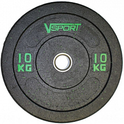 Диск бамперный черный V-Sport,10 кг | sportres.ru