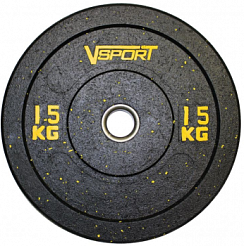 Диск бамперный черный V-Sport, 15 кг | sportres.ru