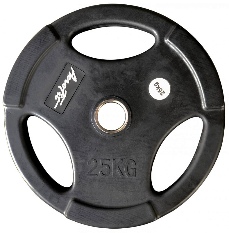 Олимпийский обрезиненный диск Aerofit 25 кг, черный матовый | sportres.ru фото 1