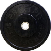 Диск для штанги каучуковый, черный, Profi-Fit D-51, 20 кг | sportres.ru