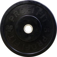 Диск для штанги каучуковый, черный, D-51, 20 кг. Profi-Fit  | sportres.ru