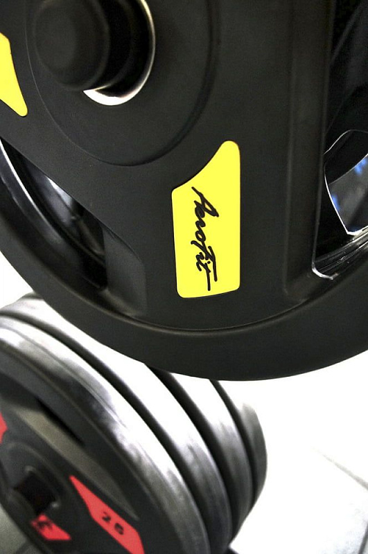 Олимпийский обрезиненный диск Aerofit 1,25 кг, черно-желтый | sportres.ru фото 6