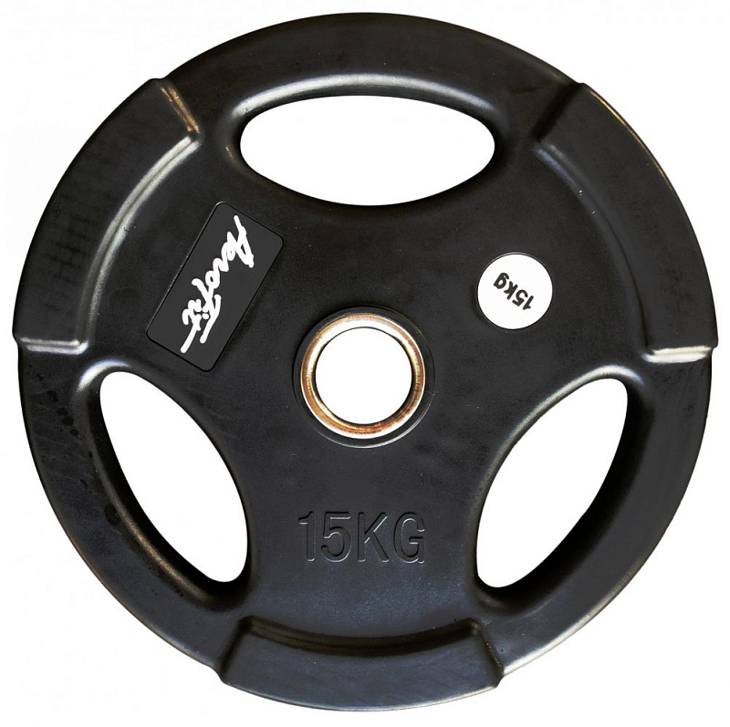 Олимпийский обрезиненный диск Aerofit 15 кг, черный матовый | sportres.ru фото 1