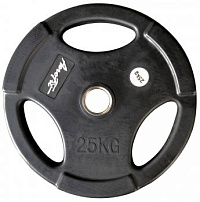 Олимпийский обрезиненный диск Aerofit 25 кг, черный матовый | sportres.ru
