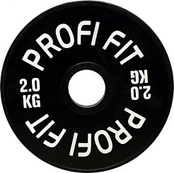 Диск для штанги каучуковый, черный, D-51, 2 кг. Profi-Fit  | sportres.ru