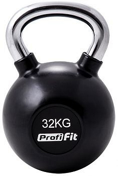 Гиря обрезиненная с хромированной ручкой 32 кг. Profi-Fit | sportres.ru