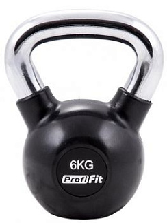 Гиря обрезиненная с хромированной ручкой 8 кг. Profi-Fit | sportres.ru