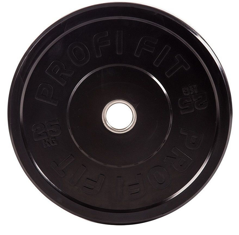 Диск для штанги каучуковый, черный, D-51, 25 кг. Profi-Fit  | sportres.ru фото 1